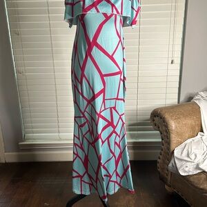 Stylish Pink and Blue Geometric Women Dress